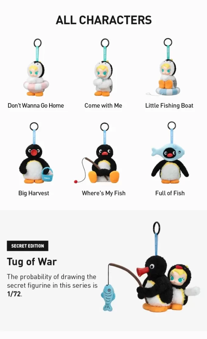 Baby Molly × Pingu Happy Fishing Series-Vinyl Plush Pendant Blind Box