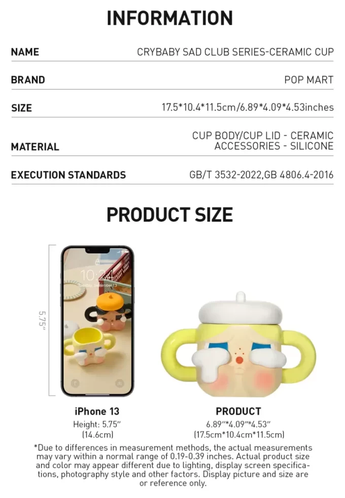 CRYBABY Sad Club Series-Ceramic Cup (Golden)