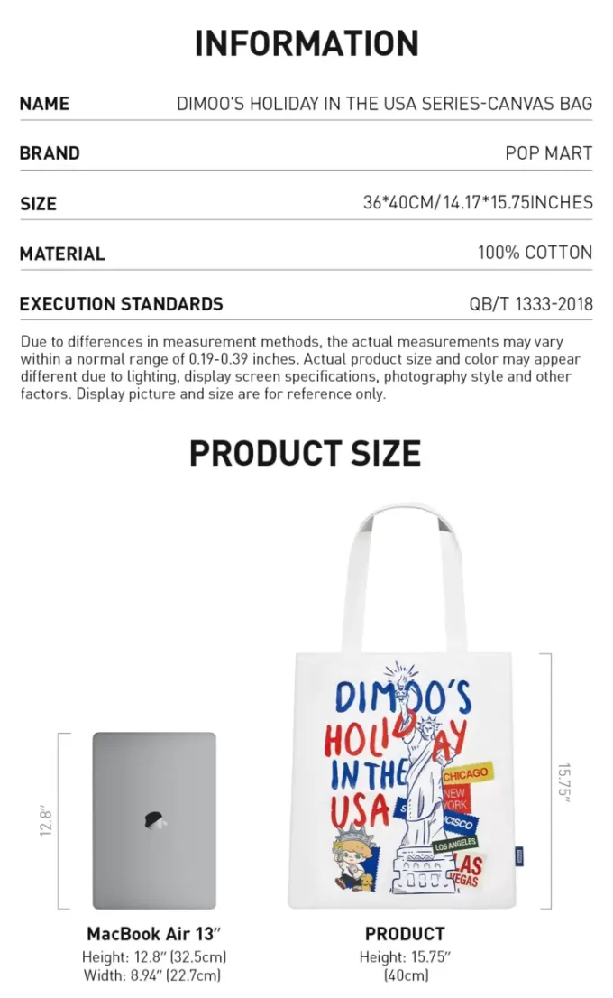DIMOO’S HOLIDAY IN THE USA SERIES-Canvas Bag