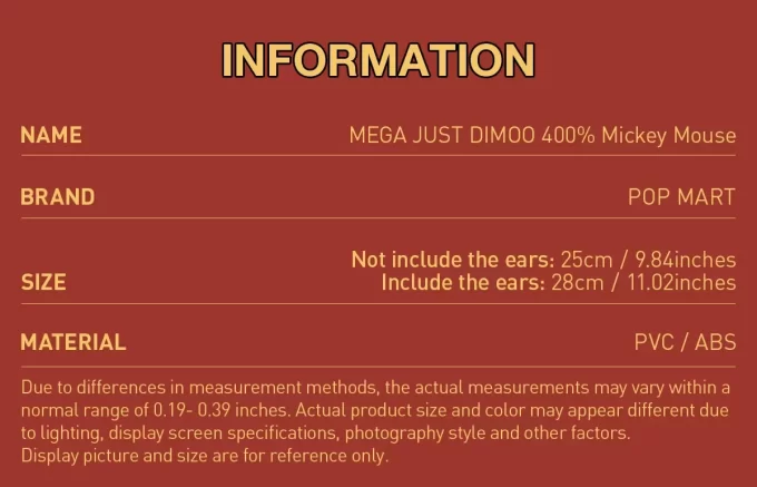 MEGA JUST DIMOO 400% Mickey Mouse
