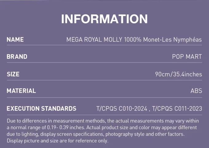 MEGA ROYAL MOLLY 1000% Monet-Les Nymphéas