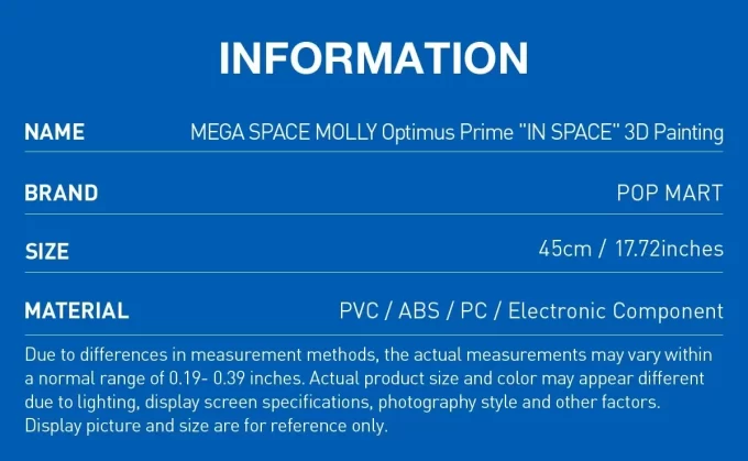 MEGA SPACE MOLLY Optimus Prime《IN SPACE》3D Painting
