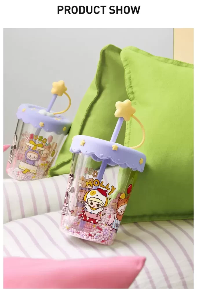 POP BEAN Pajama Party Double Layered Shaking Straw Cup