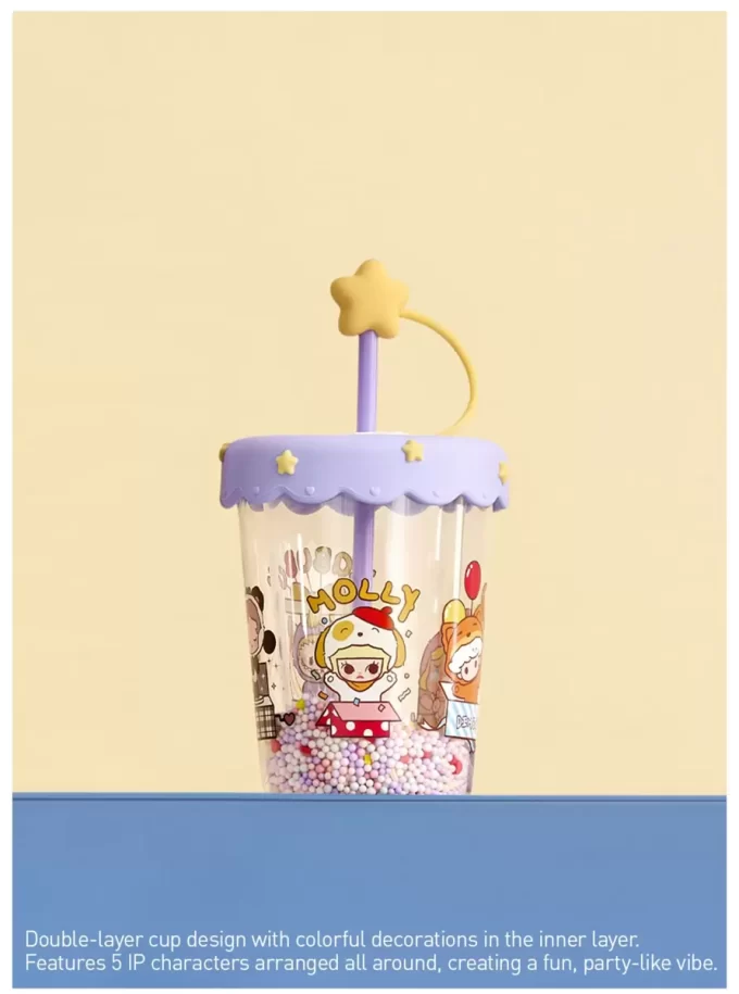 POP BEAN Pajama Party Double Layered Shaking Straw Cup