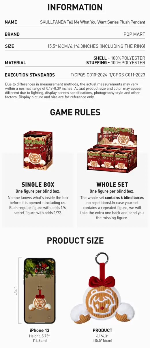 SKULLPANDA Tell Me What You Want Series Plush Pendant SKULLPANDA Tell Me What You Want Series Plush Pendant