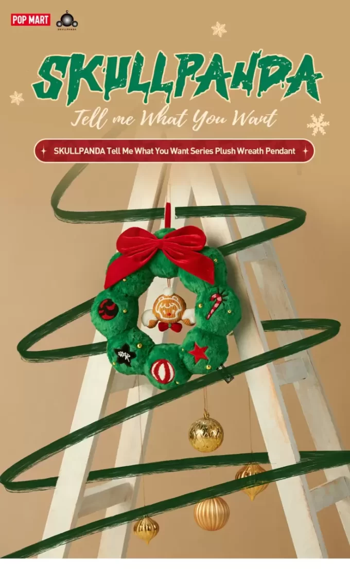 SKULLPANDA Tell Me What You Want Series Plush Wreath Pendant