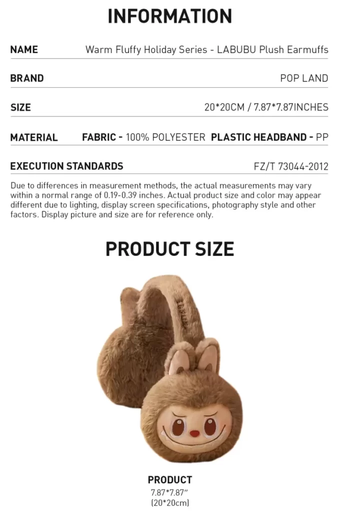 Warm Fluffy Holiday Series- LABUBU Plush Earmuffs